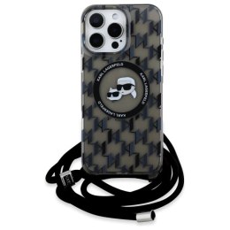 Etui Karl Lagerfeld IML Crossbody Monogram Karl & Choupette Head MagSafe na iPhone 16 Pro - czarne