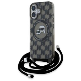 Etui Karl Lagerfeld IML Crossbody Monogram Karl & Choupette Head MagSafe na iPhone 16 - czarne