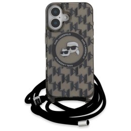 Etui Karl Lagerfeld IML Crossbody Monogram Karl & Choupette Head MagSafe na iPhone 16 - czarne