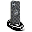 Etui Karl Lagerfeld IML Crossbody Monogram Karl & Choupette Head MagSafe na iPhone 16 - czarne
