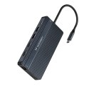 Hub USB-C 14 w 1 Wozinsky WDS03Y5S wielofunkcyjny, aluminiowy, do 3 monitorów, z kablem 15 cm - szary