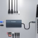 Hub USB-C 14 w 1 Wozinsky WDS03Y5S wielofunkcyjny, aluminiowy, do 3 monitorów, z kablem 15 cm - szary