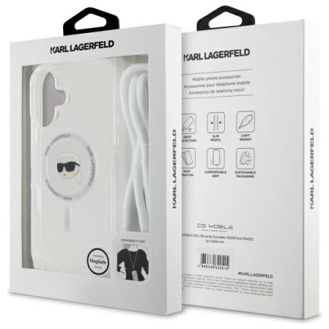 Etui Karl Lagerfeld Crossbody IML Karl Head Magsafe na iPhone 16 - przezroczyste