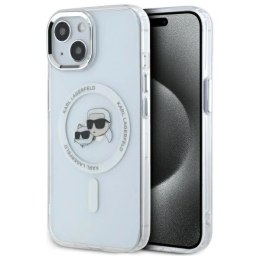 Etui Karl Lagerfeld IML Metal Karl&Choupette Head MagSafe na iPhone 14 - białe