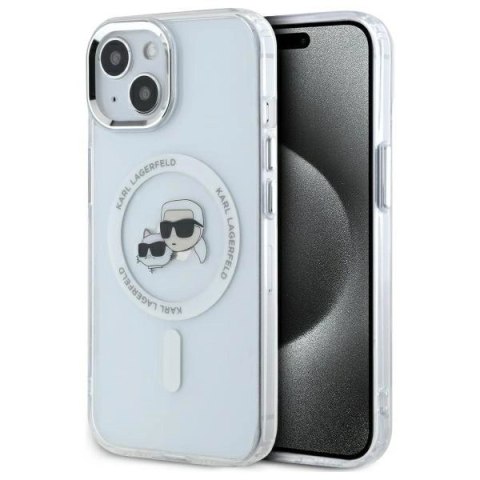 Etui Karl Lagerfeld IML Metal Karl&Choupette Head MagSafe na iPhone 14 - białe