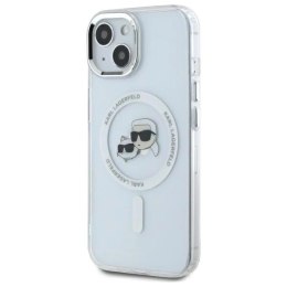 Etui Karl Lagerfeld IML Metal Karl&Choupette Head MagSafe na iPhone 14 - białe