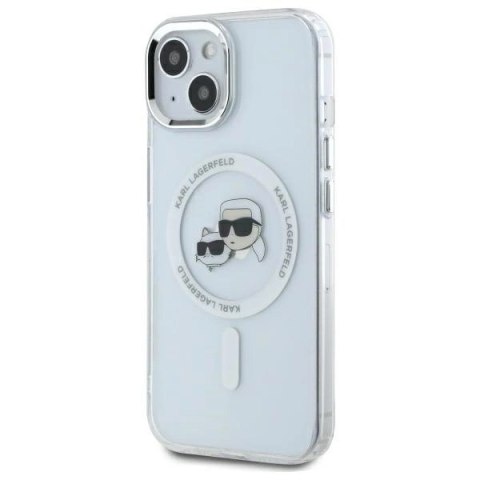 Etui Karl Lagerfeld IML Metal Karl&Choupette Head MagSafe na iPhone 14 - białe