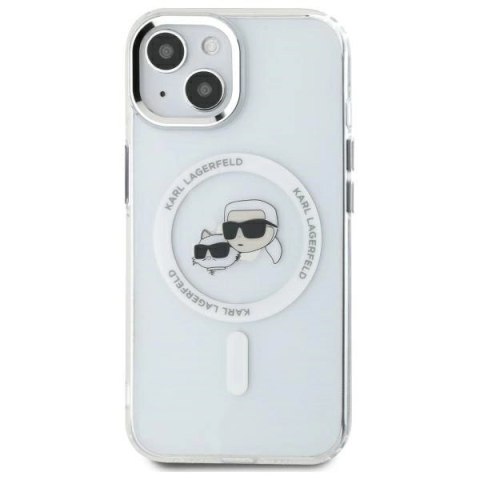 Etui Karl Lagerfeld IML Metal Karl&Choupette Head MagSafe na iPhone 14 - białe