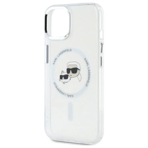 Etui Karl Lagerfeld IML Metal Karl&Choupette Head MagSafe na iPhone 14 - białe