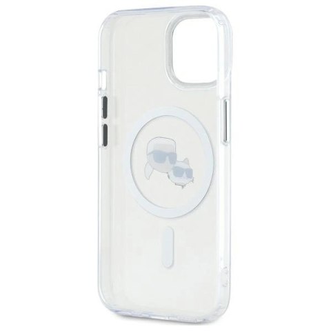 Etui Karl Lagerfeld IML Metal Karl&Choupette Head MagSafe na iPhone 14 - białe