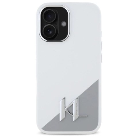 Etui Karl Lagerfeld Silicone Initial Metal Logo MagSafe na iPhone 16 - białe