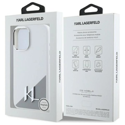 Etui Karl Lagerfeld Silicone Initial Metal Logo MagSafe na iPhone 16 - białe