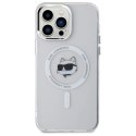 Etui Karl Lagerfeld IML Metal Choupette Head MagSafe na iPhone 13 Pro - białe