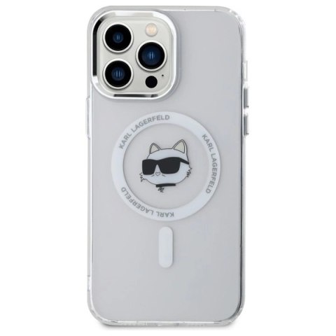Etui Karl Lagerfeld IML Metal Choupette Head MagSafe na iPhone 13 Pro - białe