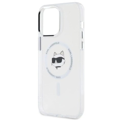 Etui Karl Lagerfeld IML Metal Choupette Head MagSafe na iPhone 13 Pro - białe