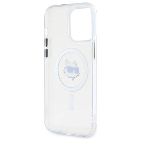 Etui Karl Lagerfeld IML Metal Choupette Head MagSafe na iPhone 13 Pro - białe