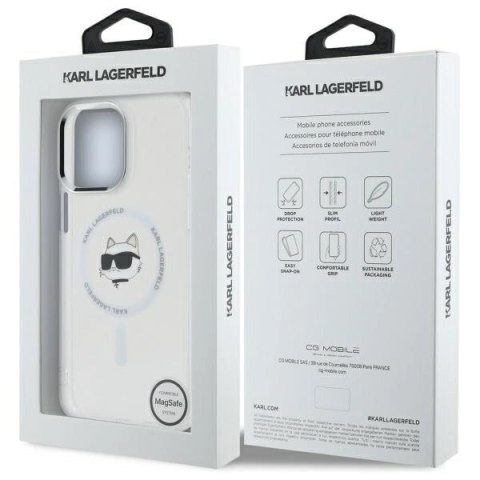Etui Karl Lagerfeld IML Metal Choupette Head MagSafe na iPhone 13 Pro - białe