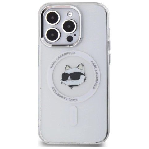 Etui Karl Lagerfeld IML Metal Choupette Head MagSafe na iPhone 13 - białe