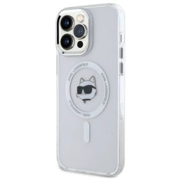 Etui Karl Lagerfeld IML Metal Choupette Head MagSafe na iPhone 14 Pro Max - białe