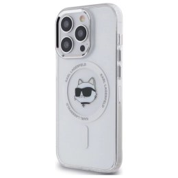 Etui Karl Lagerfeld IML Metal Choupette Head MagSafe na iPhone 14 Pro - białe