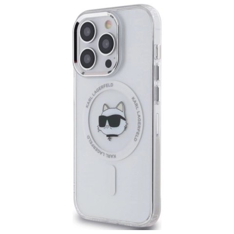 Etui Karl Lagerfeld IML Metal Choupette Head MagSafe na iPhone 14 Pro - białe