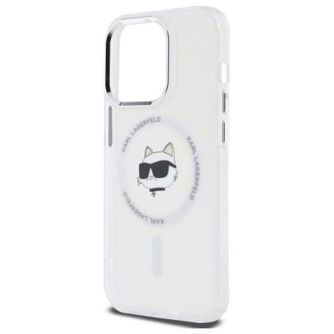 Etui Karl Lagerfeld IML Metal Choupette Head MagSafe na iPhone 14 Pro - białe