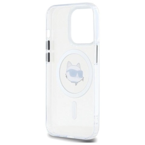 Etui Karl Lagerfeld IML Metal Choupette Head MagSafe na iPhone 14 Pro - białe