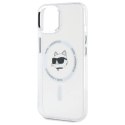 Etui Karl Lagerfeld IML Metal Choupette Head MagSafe na iPhone 15 Plus - białe