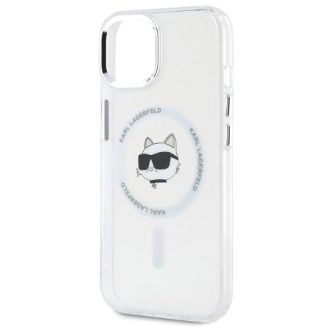 Etui Karl Lagerfeld IML Metal Choupette Head MagSafe na iPhone 15 Plus - białe