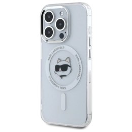 Etui Karl Lagerfeld IML Metal Choupette Head MagSafe na iPhone 15 Pro Max - białe