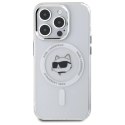 Etui Karl Lagerfeld IML Metal Choupette Head MagSafe na iPhone 15 Pro Max - białe