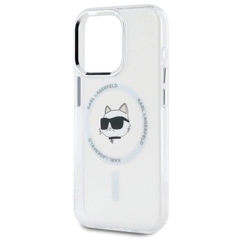 Etui Karl Lagerfeld IML Metal Choupette Head MagSafe na iPhone 15 Pro Max - białe