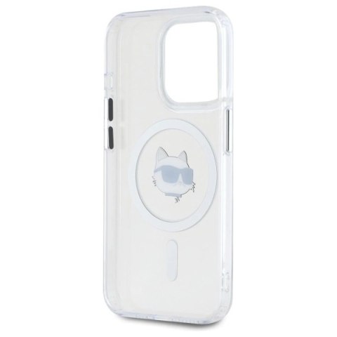 Etui Karl Lagerfeld IML Metal Choupette Head MagSafe na iPhone 15 Pro Max - białe