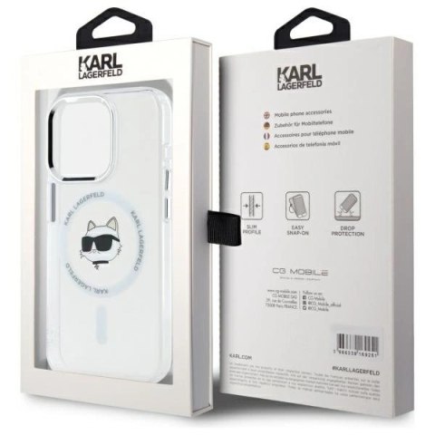 Etui Karl Lagerfeld IML Metal Choupette Head MagSafe na iPhone 15 Pro Max - białe