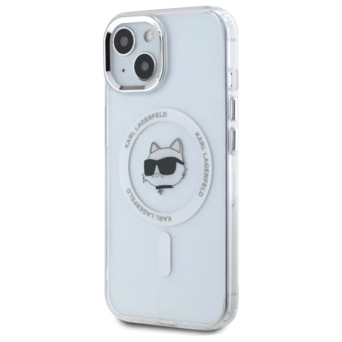 Etui Karl Lagerfeld IML Metal Choupette Head MagSafe na iPhone 15 - białe