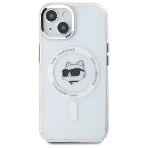 Etui Karl Lagerfeld IML Metal Choupette Head MagSafe na iPhone 15 - białe