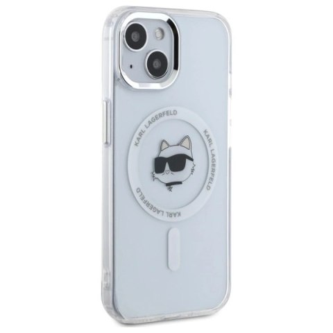 Etui Karl Lagerfeld IML Metal Choupette Head MagSafe na iPhone 15 - białe