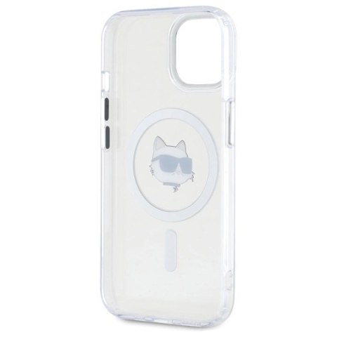 Etui Karl Lagerfeld IML Metal Choupette Head MagSafe na iPhone 15 - białe