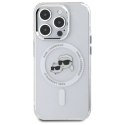 Etui Karl Lagerfeld IML Metal Karl&Choupette Head MagSafe na iPhone 15 Pro Max - białe