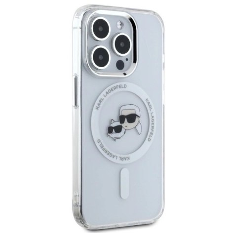 Etui Karl Lagerfeld IML Metal Karl&Choupette Head MagSafe na iPhone 15 Pro Max - białe