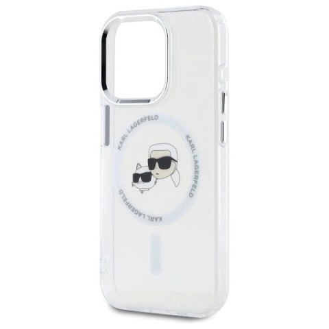 Etui Karl Lagerfeld IML Metal Karl&Choupette Head MagSafe na iPhone 15 Pro Max - białe