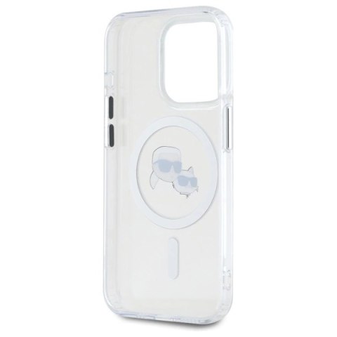 Etui Karl Lagerfeld IML Metal Karl&Choupette Head MagSafe na iPhone 15 Pro Max - białe
