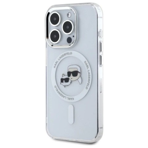 Etui Karl Lagerfeld IML Metal Karl&Choupette Head MagSafe na iPhone 15 Pro - białe