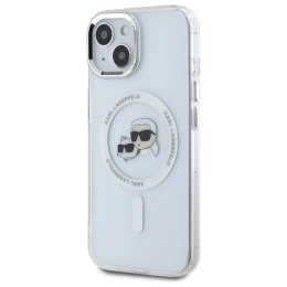 Etui Karl Lagerfeld IML Metal Karl&Choupette Head MagSafe na iPhone 15 - białe