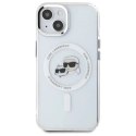 Etui Karl Lagerfeld IML Metal Karl&Choupette Head MagSafe na iPhone 15 - białe