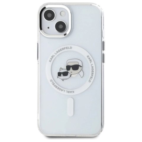 Etui Karl Lagerfeld IML Metal Karl&Choupette Head MagSafe na iPhone 15 - białe