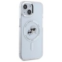 Etui Karl Lagerfeld IML Metal Karl&Choupette Head MagSafe na iPhone 15 - białe