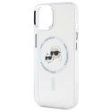 Etui Karl Lagerfeld IML Metal Karl&Choupette Head MagSafe na iPhone 15 - białe