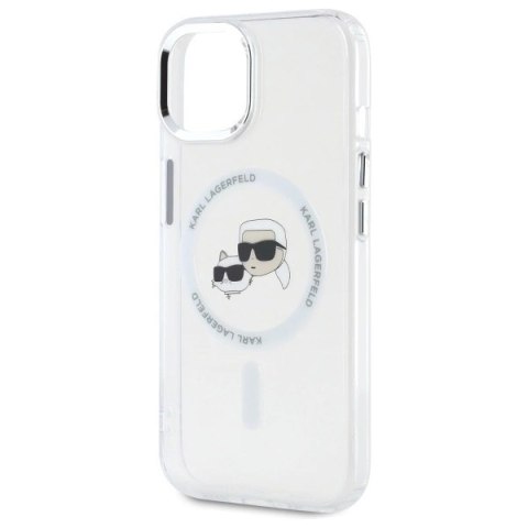 Etui Karl Lagerfeld IML Metal Karl&Choupette Head MagSafe na iPhone 15 - białe