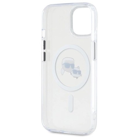Etui Karl Lagerfeld IML Metal Karl&Choupette Head MagSafe na iPhone 15 - białe